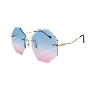 Millya Women Geometric Metal Frame Sunglasses Octagon Shaped Gradient Color Eyeglasses