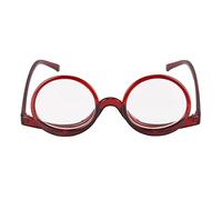 Millya Women Rotatable Make-Up Magnifying Glasses Flip Up Spectacle Lense Eyeglasses for Reading (Double Lens + Red, +3.5)
