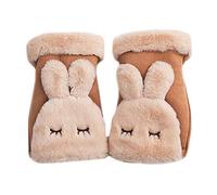 Millya Women Winter Convertible Fingerless Mittens Fleece Lined Thermal Gloves with Flap Cover Buttoned (03274 Tan)