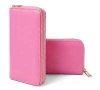 MillyMilk® Large Pura Leather Purse - Women's Purse Clutch with Mobile Phone Compartment - Padded Faux Leather Wallet Vegan with Many Compartments for 16 Cards, Coins & Notes, Pink, Groß - 20×10×3 cm