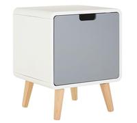 Milo 1 Door Cabinet, White/Grey, Pine Wood Legs