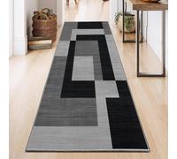 (Milo Black Grey, 80 x 150 cm (2.6 ft x 5 ft)) Printed Rug Modern Area Carpet - Non Slip Living Room & Bedroom Floor Mat