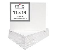 milo Canvas Panel Boards for Painting | 11x14 inches | 24 Pack of Flat Canvas Panels, Primed & Ready to Paint Art Supplies for Acrylic, Oil, Mixed Wet Media, & Pouring, Bulk Painting Party Pack