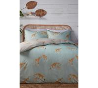 'Milo Giraffe' Easy Care Reversible Duvet Cover Set Fusion Duck Egg Blue Single