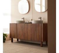Milo - Mango wood vanity unit 164 cm Dark Brown