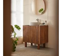 Milo - Solid mango wood vanity unit, 80 cm Dark Brown