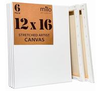 milo Stretched Artist Canvas | 12x16 inch | Value Pack of 6 Canvases for Painting, Primed & Ready to Paint Art Supplies for Acrylic, Oil, Mixed Wet Media, & Pouring, 100% Cotton with Pine Wood Frame