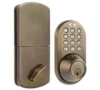 MiLocks DF-02AQ Electronic Keyless Entry Touchpad Deadbolt Door Lock, Antique Brass