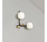 miloox by Sforzin Lingotto wall light, 2-bulb, white/gold/black, glass