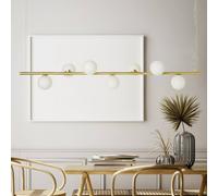 miloox by Sforzin Pomi pendant light, 7-bulb, gold-coloured, glass, linear