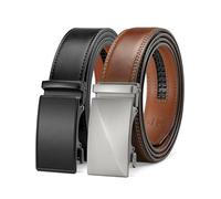 MILORDE Men's 2Pack Ratchet Belt, Handmade, 100% Cow Leather, Fashion & Classic Designs for Work Business and Casual, 2pack-black807/Brown826, 28 - 34W