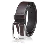 MILORDE Men's Genuine Leather Dress Belt, Handmade, 100% Cow Leather, Fashion & Classic Designs for Work Business and Casual, Dark Brown 709, 36(Fits Waist 34"-35")