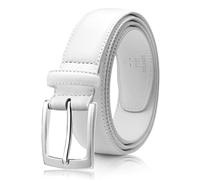 Milorde Men's Genuine Leather Dress Belt, Handmade, 100% Cow Leather, Fashion & Classic Designs for Work Business and Casual (32 (waist30UK),Classic White)