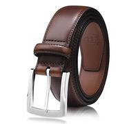 Milorde Men's Genuine Leather Dress Belt, Handmade, 100% Cow Leather, Fashion & Classic Designs for Work Business and Casual(44 (waist42UK),Dark Brown)