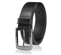 MILORDE Men's Genuine Leather Dress Belt, Handmade, 100% Cow Leather, Fashion & Classic Designs for Work Business and Casual, Black 704, 34(Fits Waist 32"-33")