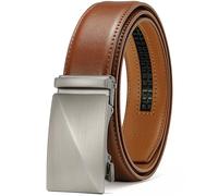 MILORDE Men's Ratchet Leather Belt for Casual Golf Dress Pants Shirts, Adjustable Fit, Comfortable and Easy To Use （35mm）, Basic Brown - M821, 28 - 34W