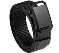 MILORDE Men's Ratchet Nylon Web, 35MM, Dressy Casual Work Belt with Automatic Buckle Quick Release, Full Adjustable, Blank-black, 30"-32"Waist Adjustable