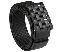 Milorde Men's Ratchet Nylon Web, 35MM, Tactical Work Belt with Automatic Buckle Quick Release, Full Adjustable (Grids-Black,100cm)