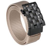 Milorde Men's Ratchet Nylon Web, 35MM, Tactical Work Belt with Automatic Buckle Quick Release, Full Adjustable (Grids-Beige,110cm)