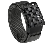 MILORDE Men's Ratchet Nylon Web, 35MM, Tactical Work Belt with Automatic Buckle Quick Release, Full Adjustable, Grids-grey, 44"-46"Waist Adjustable
