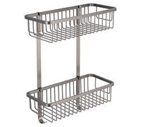 Milos Colore Rectangular 2 Tier Wall Mounted Wire Basket | Gunmetal Grey | Stainless Steel | 300mm x 390mm x 130mm