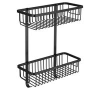 Milos Colore Rectangular 2 Tier Wall Mounted Wire Basket | Matt Black | Stainless Steel | 300mm x 390mm x 130mm