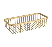 Milos Colore Rectangular Wall Mounted Wire Basket | Brushed Brass | Stainless Steel | 300mm x 70mm x 130mm