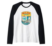 Milos Greece Travel Souvenir City Gift Raglan Baseball Tee