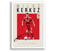 Milos Kerkez Liverpool Signed Photo Poster Print Picture Display Framed Autograph Memorabilia for Football Fans Gift Hungary (A4 poster Only Cream)