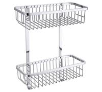 Milos Rectangular 2 Tier Wall Mounted Wire Basket | Chrome | Stainless Steel | 300mm x 390mm x 130mm