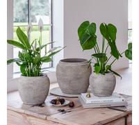 Ivyline Milos Round Planter - Rustic Finish - Handmade Decorative Indoor Home House Plant Foliage Flower Pot - 29cm x 26cm