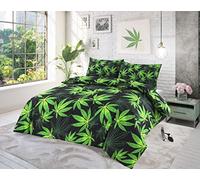 Milosc Luxury Printed Duvet Cover Set Easy Care Washable Bedding Set With Matching Pillow Cover New Home Gift Sets (Canna lack, King (U.K. Standard))