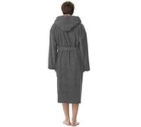 Milosc Men And Women 100% Cotton Terry Towelling Hooded Bath Robes Small to Large Bright Colours Highly Absorbent & Durable Gift Pack (S, Grey)