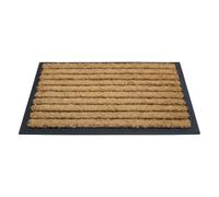 Milosc Natural Thick Stripe Coir Outdoor Door Mat, Heavy Duty Dirt Trapper, Brown Stripe Pattern, Durable Shoe Scraper for Front and Back Doors, Size 40x60 cm