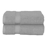Milosc Pack of 2 Large Bath Towels Set Super Absorbent 500GSM 100% Egyptian Cotton Hotel Quality Quest Towel Extra Soft Set (Silver)