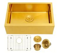 MILOSEN Undermount Gold RV Kitchen Sink, Stainless Steel Farmhouse Apronfront Kitchen Sink, Small Single bowl Apron Sink, 23×16 inch Kitchen RV Sink, 7 inch Depth Kitchen RV Sinks, WB2316