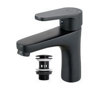 MILOT Single Lever Bathroom Sink Tap | Lead Free Brass Basin Taps | Slotted Pop up Waste | G1/2" Fitting Leak Proof 35 mm Ceramic Cartridge | Black Bathroom Tap