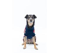 Milou Pet Knit Dog Sweater, Red Navy White Plaid Stripe Pattern, 100% Polyester, Comfortable Pullover for Small Medium Large Dogs (Red Navy Stars, 11)