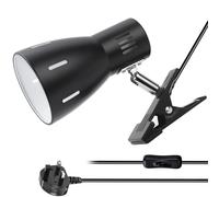 Milpoel Clip On Desk Lamp with E27 Bulb Holder, Clamp Light with Switch, UK Plug, Portable Reading Lamp for Table, Bedside, Bedroom, Office, Study, W