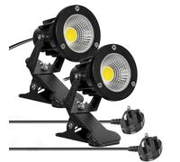 Milpoel COB LED Clip on Spot Lights, 7W, 3M Cord, IP65 Waterproof, for Indoor/Outdoor Pathway, Deck, Lawn, Patio, Walkway, Billboard (White Light, 2 Pack)