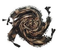 MILSPEC SURPLUS 100% Cotton Shemagh Scarf Arab Face Mask Dust Cover Keffiyeh Head Neck Wrap (Brown With Tassels)