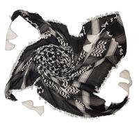MILSPEC SURPLUS Shemagh Scarf Cotton Arab Head Cover Desert Palestinian Keffiyeh Tactical Army Scarf Hand Made (Black/White with Tassel)