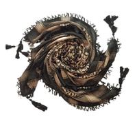 MILSPEC SURPLUS Shemagh Scarf Cotton Arab Head Cover Desert Palestinian Keffiyeh Tactical Army Scarf Hand Made (Brown/Black with Tassel)