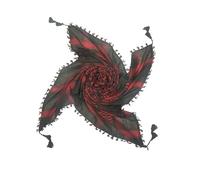 MILSPEC SURPLUS Shemagh Scarf Cotton Arab Head Cover Desert Palestinian Keffiyeh Tactical Army Scarf Hand Made (Black/Red with Tassel)
