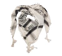 MILSPEC SURPLUS Shemagh Scarf Cotton Arab Head Cover Desert Palestinian Keffiyeh Tactical Army Scarf Hand Made (White/Black with Tassel)