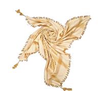 MILSPEC SURPLUS Shemagh Scarf Cotton Arab Head Cover Desert Palestinian Keffiyeh Tactical Army Winter Wrap Hand Made (Beige/Gold)
