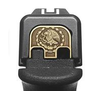 Milspin - CNC milled back plate compatible with Glock Gen 1-5 I Mexico Flag I 3D Engraved I Brass I Made in USA (Models G17-41, G45)