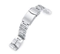 MiLTAT 20 mm retro razor watch strap for Seiko sbdc053 aka modern 62mas, brushed V-clasp, silver, L, Bracelet