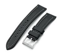 MiLTAT 22mm Aviator Style Quick Release Black French Leather Watch Band
