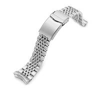 MiLTAT 22mm Goma Watch Band compatible with Seiko 5 Sports SRPD51 SRPD55 SBSA003, V-Clasp, 2-Tone Polished